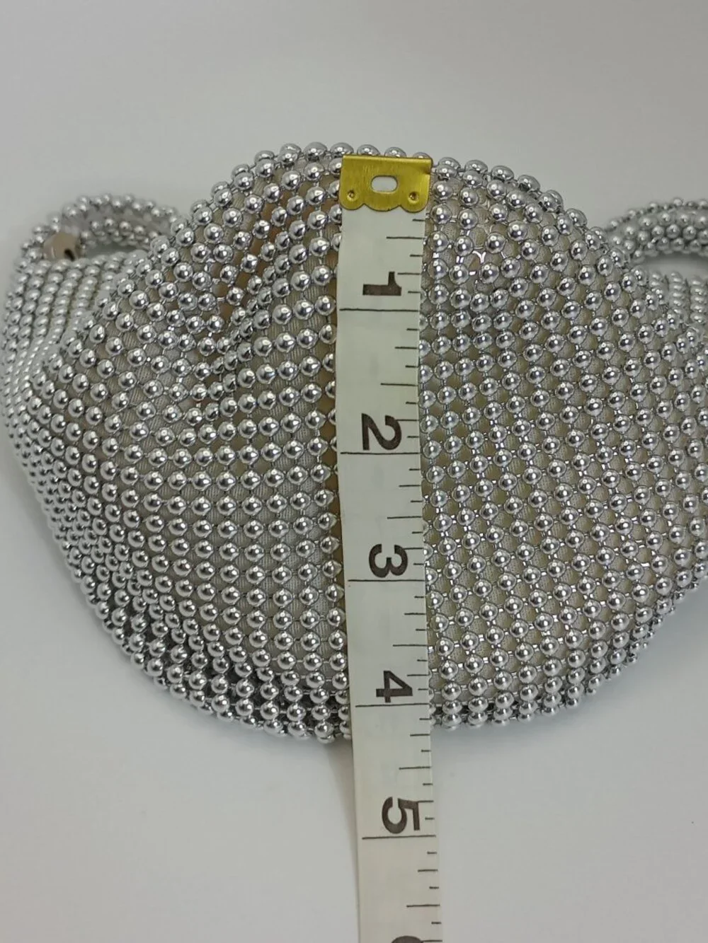 Silver Beaded Hobo Shoulder Bag Y2K Evening Party Purse Rhinestone Look